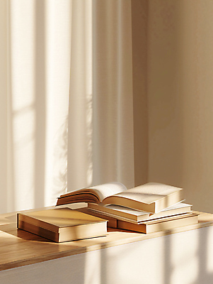 JPG 편집이미지 그림자 사람없음 책 햇빛 가을 커튼 분위기 편집실사 AI포토 AI콘텐츠 계절 컨셉 태양 CG 파일형식