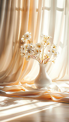 JPG 편집이미지 꽃 창문 그림자 사람없음 인테리어 햇빛 꽃병 가을 커튼 분위기 편집실사 AI포토 AI콘텐츠 식물 디자인 계절 컨셉 태양 CG 파일형식