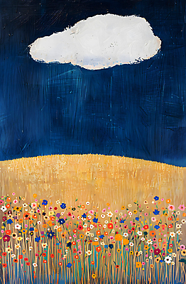 JPG 구름 예술 꽃밭 일러스트 자연 페인팅 하늘 산 초원 사람없음 들꽃 남색 동산 자연주의 아크릴물감 국내일러스트 AI일러스트 AI콘텐츠 자연요소 꽃 컬러 물감 생태계 파일형식