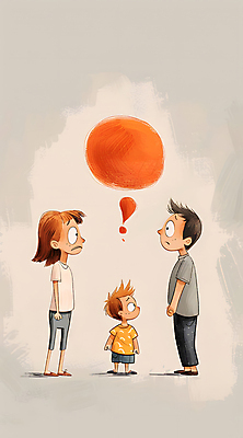 JPG 전신 여자 남자 어린이 말풍선 일러스트 가족 소년 성인 세명 놀람 육아 싸움 베이지색 분쟁 이혼 혼란 국내일러스트 AI일러스트 AI콘텐츠 감정 컬러 컨셉 관계 모션 표정 사람 파일형식