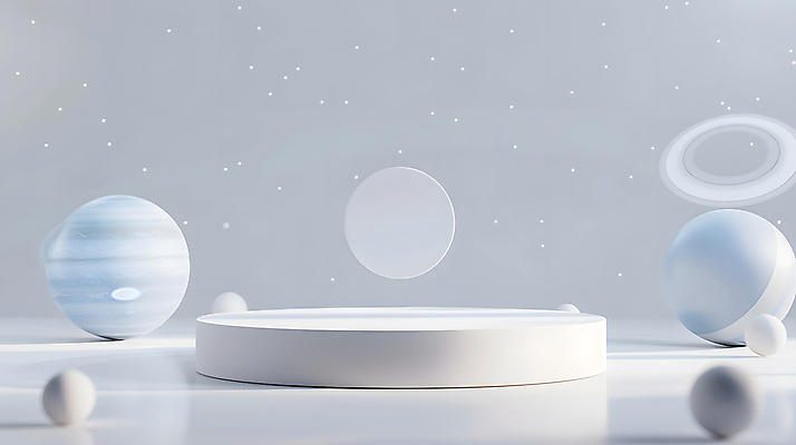 JPG 편집이미지 디자인 하늘색 미래 밝음 사람없음 장식 3D 모형 우주 행성 원형 우주선 창의성 포디움 SF 편집3D AI컴퓨터그래픽 AI콘텐츠 도형 컨셉 파란색 무대 디지털합성 파일형식