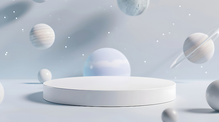 JPG 편집이미지 디자인 하늘색 미래 밝음 사람없음 장식 3D 모형 우주 행성 원형 우주선 창의성 포디움 SF 편집3D AI컴퓨터그래픽 AI콘텐츠 도형 컨셉 파란색 무대 디지털합성 파일형식