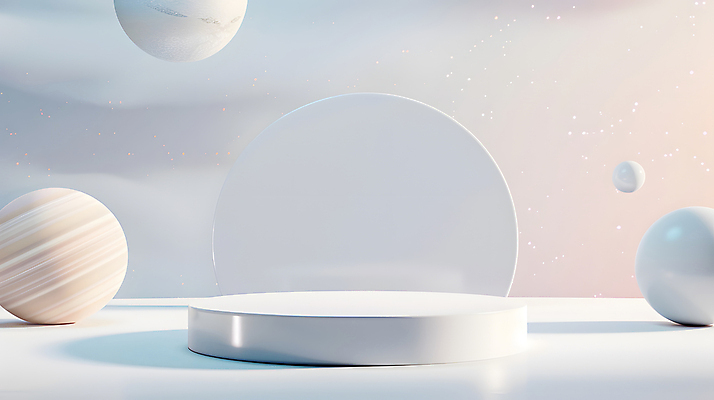 JPG 편집이미지 디자인 하늘색 미래 밝음 사람없음 장식 3D 모형 우주 행성 원형 우주선 창의성 포디움 SF 편집3D AI컴퓨터그래픽 AI콘텐츠 도형 컨셉 파란색 무대 디지털합성 파일형식
