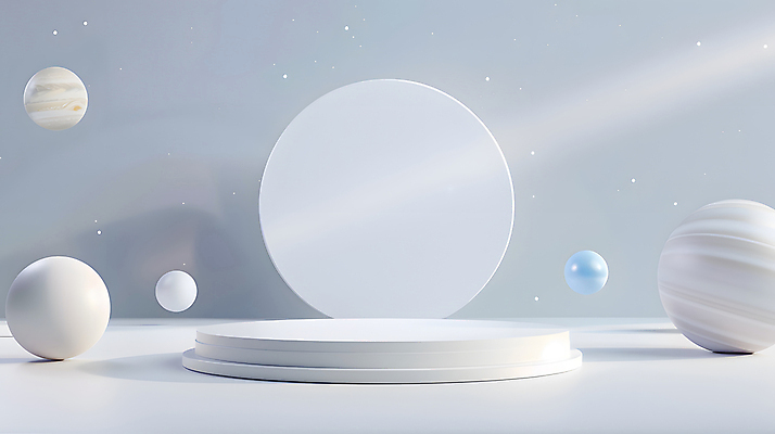 JPG 편집이미지 디자인 하늘색 미래 밝음 사람없음 장식 3D 모형 우주 행성 원형 우주선 창의성 포디움 SF 편집3D AI컴퓨터그래픽 AI콘텐츠 도형 컨셉 파란색 무대 디지털합성 파일형식