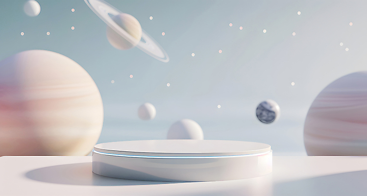 JPG 편집이미지 디자인 하늘색 미래 밝음 사람없음 장식 3D 모형 우주 행성 원형 창의성 포디움 SF 편집3D AI컴퓨터그래픽 AI콘텐츠 도형 컨셉 파란색 무대 디지털합성 파일형식