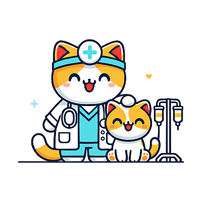 캐릭터 새끼 일러스트 청진기 미소 웃음 사람없음 치료 귀여움 고양이 의사가운 링거 고양이캐릭터 동물병원 수의사 쓰다듬기 일러캐릭터 AI파일 동물 동물캐릭터 컨셉 포유류 의학 의료기기 모션 표정 병원 반려동물 의사 가운 파일형식 벡터