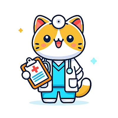 캐릭터 일러스트 청진기 미소 웃음 들기 사람없음 치료 귀여움 고양이 의사가운 고양이캐릭터 동물병원 적십자 수의사 서류판 일러캐릭터 AI파일 동물캐릭터 컨셉 포유류 의학 의료기기 모션 표정 병원 반려동물 사무용품 의사 가운 파일형식 벡터
