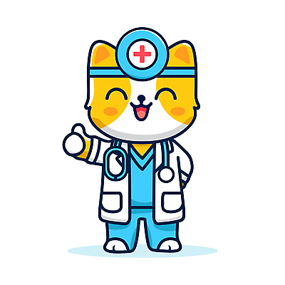 캐릭터 일러스트 청진기 미소 웃음 사람없음 치료 귀여움 고양이 엄지손가락 의사가운 따봉 고양이캐릭터 동물병원 적십자 수의사 일러캐릭터 AI파일 동물캐릭터 컨셉 포유류 손가락 의학 의료기기 표정 병원 반려동물 의사 최고 가운 파일형식 벡터