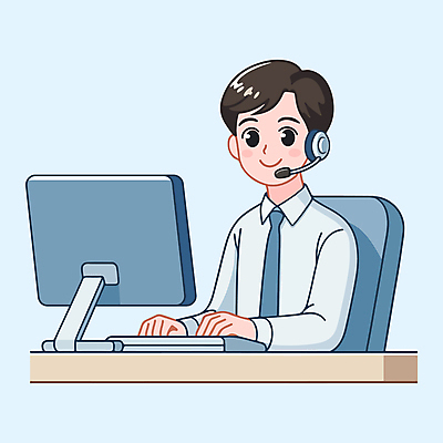 남자 일러스트 한명 미소 정장 상반신 성인 컴퓨터 사무실 모니터 헤드셋 상담원 책상 상담 성인남자한명만 국내일러스트 AI파일 1 옷 음향기기 가구 비즈니스 표정 사람 전자제품 헤드폰 사무원 남자한명만 성인남자만 파일형식 벡터