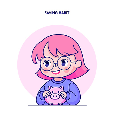 여자 교육 어린이 인물캐릭터 분홍색 일러스트 한명 미소 웃음 소녀 상반신 금융 저축 돼지저금통 습관 소녀한명만 일러캐릭터 AI파일 캐릭터 1 컬러 표정 사람 경제 저금통 여자한명만 소녀만 파일형식 벡터