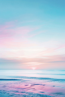 JPG 편집이미지 바다 분홍색 자연 하늘 풍경 사람없음 파란색 일몰 분위기 감성 몽환 편집실사 AI포토 AI콘텐츠 컬러 컨셉 노을 CG 생태계 파일형식