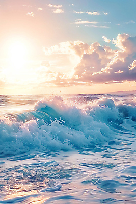 JPG 구름 편집이미지 파도 바다 자연 하늘 풍경 사람없음 햇빛 일몰 분위기 감성 편집실사 AI포토 AI콘텐츠 자연요소 컨셉 태양 노을 CG 생태계 파일형식