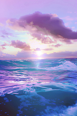 JPG 구름 편집이미지 파도 바다 자연 하늘 풍경 사람없음 보라색 분위기 감성 몽환 편집실사 AI포토 AI콘텐츠 자연요소 컬러 컨셉 CG 생태계 파일형식