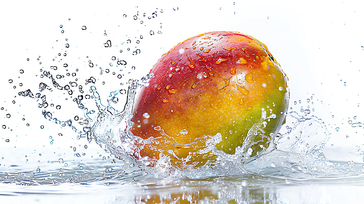 JPG 편집이미지 사람없음 물 반사 수분 튀는물 망고 애플망고 편집실사 AI포토 AI콘텐츠 자연요소 CG 열대과일 액체표현 스플래쉬 파일형식