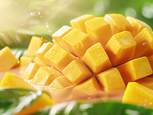 JPG 편집이미지 조각 잎 단면 사람없음 물 수분 망고 애플망고 편집실사 AI포토 AI콘텐츠 자연요소 식물 CG 열대과일 파일형식