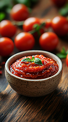 JPG 편집이미지 방울토마토 사람없음 양념 소스 디지털합성 나무바닥 토마토소스 소스그릇 애플민트 저칼로리 편집실사 AI포토 AI콘텐츠 그릇 토마토 바닥 소스_음식 민트 CG 파일형식