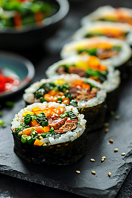 JPG 편집이미지 접시 음식 사람없음 디지털합성 김밥 집밥 편집실사 AI포토 AI콘텐츠 식기 CG 파일형식