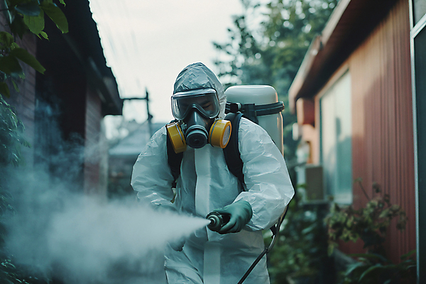 JPG 편집이미지 남자 주택 한명 상반신 성인 야외 앞모습 여름 바이러스 연기 디지털합성 예방 방독면 방역 소독 소독약 의료성형뷰티 성인남자한명만 방역복 편집실사 AI인물포토 AI콘텐츠 1 옷 계절 뷰포인트 마스크 사람 건물 CG 남자한명만 성인남자만 파일형식 AI포토