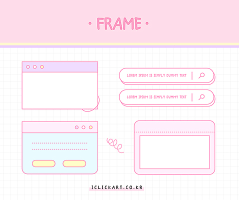 디자인 배너 분홍색 일러스트 프레임 팝업 사람없음 귀여움 메모지 인터넷창 검색창 키치 국내일러스트 AI파일 컬러 컨셉 인터넷 사무용품 파일형식 벡터