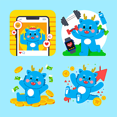 캐릭터 화살표 지폐 일러스트 사람없음 스마트폰 운동 동전 아령 용 주식 상승 소셜네트워크 이온음료 청룡 스마트워치 갑진년 청룡캐릭터 일러캐릭터 AI파일 음료 컨셉 돈 건강 금융 핸드폰 스마트기기 용캐릭터 웨어러블 파일형식 벡터 2024년 사방신