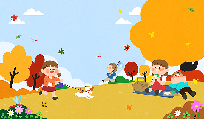 전신 여자 남자 꽃 반려견 어린이 단풍 일러스트 단풍나무 샌드위치 소녀 소년 여러명 야외 소풍 바구니 가을 강아지 잠자리 돗자리 은행잎 은행나무 채집망 어린이만 국내일러스트 AI파일 나무 식물 계절 음식 다수 곤충 잎 사람 반려동물 야외활동 개 파일형식 벡터