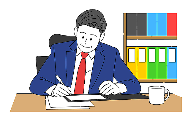 남자 중년 일러스트 회사 비즈니스 한명 정장 상반신 사무실 머그컵 업무 직장인 직원 사인 문서 서명 중년남자한명만 국내일러스트 AI파일 직업 1 옷 사람 성인 컵 작업 남자한명만 중년남자만 파일형식 벡터