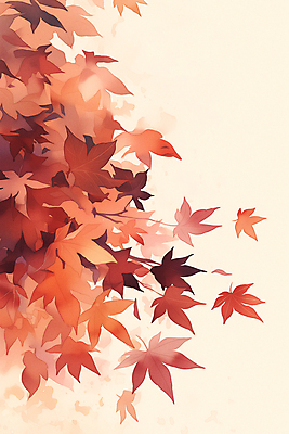 JPG 단풍 일러스트 자연 수채화 사람없음 빨간색 가을 차분 국내일러스트 AI일러스트 AI콘텐츠 계절 컬러 컨셉 잎 생태계 파일형식