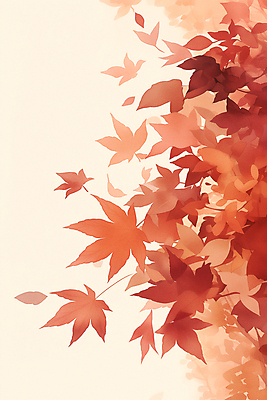 JPG 단풍 일러스트 자연 수채화 사람없음 빨간색 가을 차분 국내일러스트 AI일러스트 AI콘텐츠 계절 컬러 컨셉 잎 생태계 파일형식