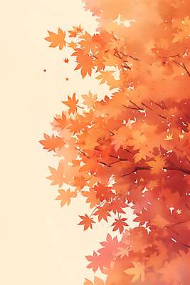 JPG 단풍 일러스트 자연 수채화 사람없음 빨간색 가을 차분 국내일러스트 AI일러스트 AI콘텐츠 계절 컬러 컨셉 잎 생태계 파일형식