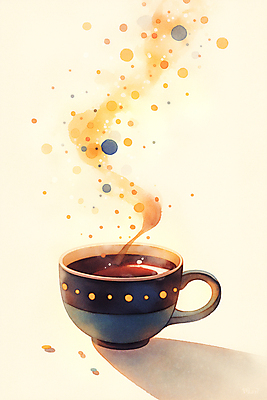 JPG 커피 일러스트 잔 따뜻함 그림자 사람없음 수증기 커피잔 온기 국내일러스트 AI일러스트 AI콘텐츠 식기 음료 파일형식