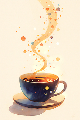 JPG 커피 일러스트 잔 따뜻함 그림자 사람없음 수증기 커피잔 컵받침 온기 국내일러스트 AI일러스트 AI콘텐츠 식기 음료 받침대 파일형식