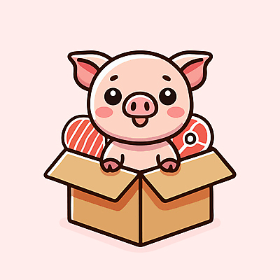 캐릭터 분홍색 일러스트 육류 사람없음 상자 귀여움 돼지 돼지캐릭터 일러캐릭터 AI파일 컬러 동물캐릭터 컨셉 식재료 포유류 파일형식 벡터