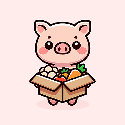 캐릭터 분홍색 일러스트 육류 들기 사람없음 상자 귀여움 당근 돼지 돼지캐릭터 일러캐릭터 AI파일 컬러 동물캐릭터 컨셉 식재료 포유류 모션 뿌리채소 파일형식 벡터