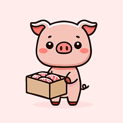 캐릭터 분홍색 일러스트 육류 들기 사람없음 상자 귀여움 돼지 돼지캐릭터 일러캐릭터 AI파일 컬러 동물캐릭터 컨셉 식재료 포유류 모션 파일형식 벡터