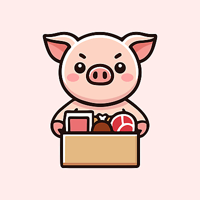 캐릭터 분홍색 일러스트 육류 들기 사람없음 상자 귀여움 돼지 돼지캐릭터 일러캐릭터 AI파일 컬러 동물캐릭터 컨셉 식재료 포유류 모션 파일형식 벡터