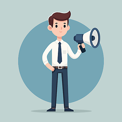 전신 남자 인물캐릭터 일러스트 비즈니스 한명 미소 들기 사람 정장 청년 성인 파란색 확성기 직장인 자신감 알림 성인남자한명만 소식_알림 일러캐릭터 AI파일 직업 캐릭터 1 옷 감정 컬러 컨셉 모션 표정 남자한명만 성인남자만 파일형식 벡터