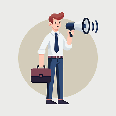 전신 남자 인물캐릭터 서류가방 일러스트 비즈니스 한명 미소 들기 사람 정장 청년 성인 갈색 확성기 소리 직장인 자신감 알림 성인남자한명만 소식_알림 일러캐릭터 AI파일 직업 캐릭터 1 옷 감정 컬러 컨셉 가방 모션 표정 남자한명만 성인남자만 파일형식 벡터