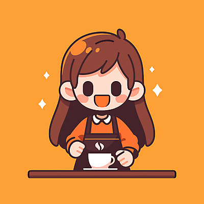 여자 커피 어린이 일러스트 한명 미소 소녀 상반신 주황색 카페 커피잔 컵받침 바리스타 소녀한명만 일러캐릭터 AI파일 직업 캐릭터 1 음료 컬러 잔 표정 사람 상점 받침대 여자한명만 소녀만 파일형식 벡터