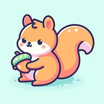 캐릭터 한마리 일러스트 들기 사람없음 다람쥐 도토리 일러캐릭터 AI파일 1 모션 견과류 설치류 파일형식 벡터