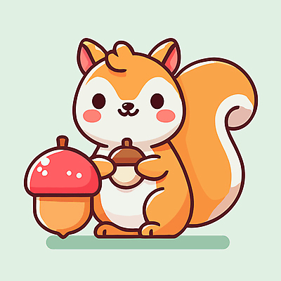 캐릭터 한마리 일러스트 들기 사람없음 다람쥐 도토리 일러캐릭터 AI파일 1 모션 견과류 설치류 파일형식 벡터