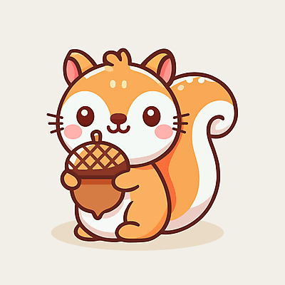 캐릭터 한마리 일러스트 들기 사람없음 다람쥐 도토리 일러캐릭터 AI파일 1 모션 견과류 설치류 파일형식 벡터