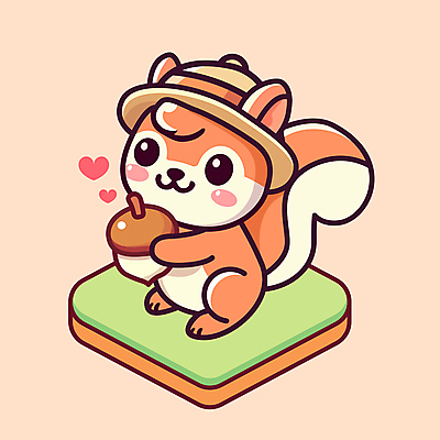 캐릭터 모자 한마리 일러스트 들기 사람없음 다람쥐 도토리 일러캐릭터 AI파일 1 잡화 모션 견과류 설치류 파일형식 벡터