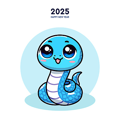 캐릭터 하늘색 일러스트 미소 사람없음 귀여움 뱀띠 뱀 뱀캐릭터 2025년 을사년 일러캐릭터 푸른뱀 푸른뱀캐릭터 AI파일 동물캐릭터 컨셉 파충류 표정 파란색 십이지신 연도 파일형식 벡터