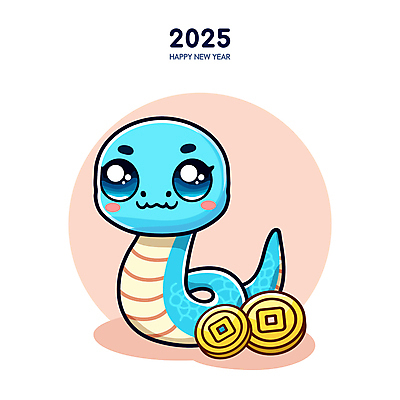 캐릭터 하늘색 일러스트 미소 사람없음 귀여움 동전 뱀띠 뱀 뱀캐릭터 엽전 2025년 을사년 일러캐릭터 푸른뱀 푸른뱀캐릭터 AI파일 동물캐릭터 컨셉 돈 파충류 표정 파란색 십이지신 연도 파일형식 벡터