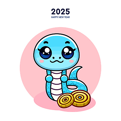 캐릭터 하늘색 일러스트 미소 사람없음 귀여움 동전 뱀띠 뱀 뱀캐릭터 엽전 2025년 을사년 일러캐릭터 푸른뱀 푸른뱀캐릭터 AI파일 동물캐릭터 컨셉 돈 파충류 표정 파란색 십이지신 연도 파일형식 벡터