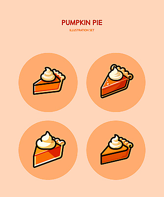 조각 일러스트 호박 사람없음 세트 주황색 달콤 크림 호박파이 국내일러스트 AI파일 컬러 채소 맛 파이_빵 파일형식 벡터