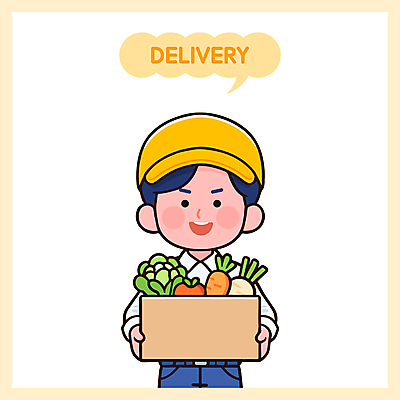 전신 모자 남자 일러스트 한명 미소 들기 성인 귀여움 당근 양상추 배달원 사과 무 배송 택배상자 성인남자한명만 국내일러스트 AI파일 직업 1 잡화 컨셉 채소 과일 모션 뿌리채소 표정 사람 상자 택배 남자한명만 성인남자만 파일형식 벡터
