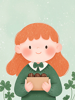 JPG 식물 여자 행복 어린이 일러스트 선물 한명 미소 들기 소녀 상반신 초록색 상자 클로버 소녀한명만 국내일러스트 AI일러스트 AI콘텐츠 1 감정 컬러 모션 표정 사람 여자한명만 소녀만 파일형식