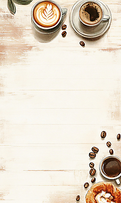 JPG 커피 빵 일러스트 나뭇잎 사람없음 목재 원두 빈티지 커피잔 컵받침 라떼아트 베이지색 국내일러스트 AI일러스트 AI콘텐츠 나무 음료 음식 컬러 컨셉 잎 재료 잔 받침대 그림 라떼 파일형식