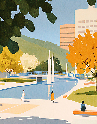 전신 PSD 나무 라이프스타일 공원 여자 남자 단풍 벤치 일러스트 풍경 빌딩 성인 건물 세명 가을풍경 가을 도시 분수 광장 시민 가교 성인만 국내일러스트 식물 건축물 계절 공공시설 잎 의자 사람 생활 국민 파일형식 가을_계절